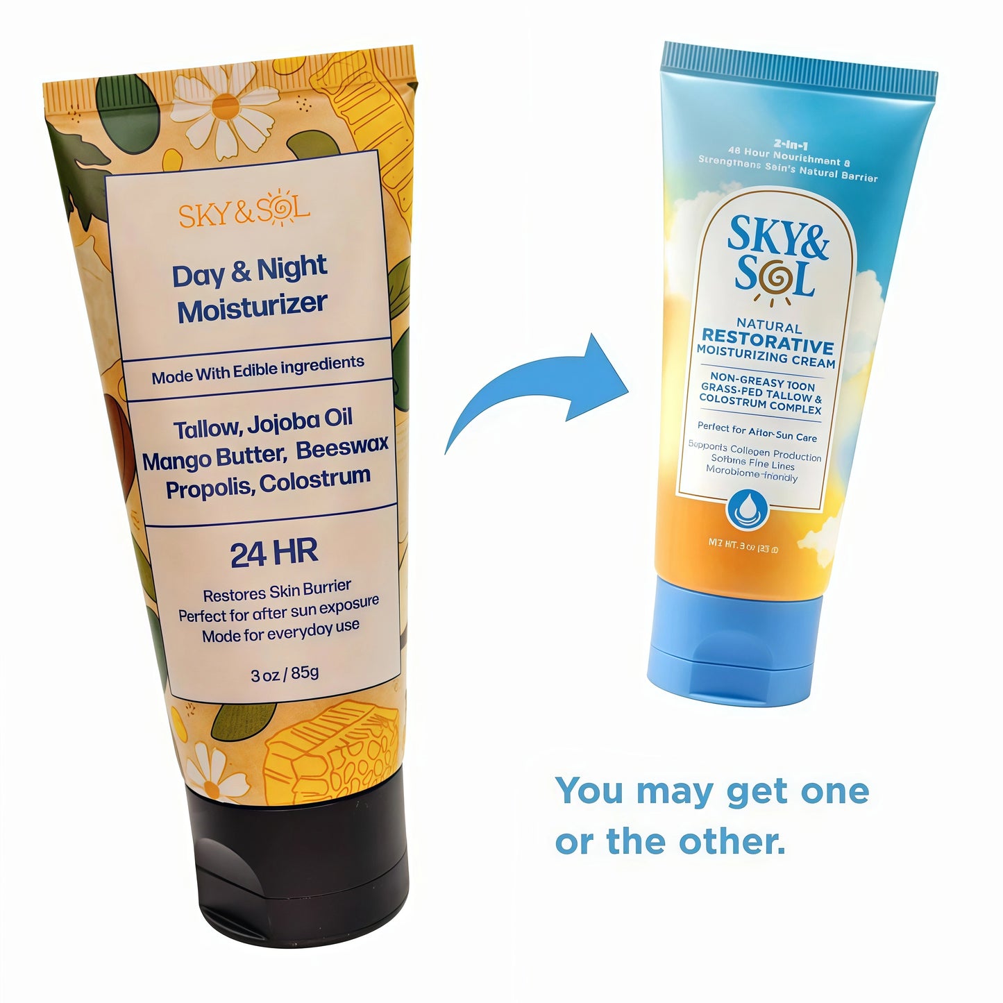Sky and Sol Everything Cream 100% Grass Fed Beef Tallow Moisturizer Moisturizer for Face and Body, Day & Night Skincare, Safe Natural Ingredients, After-Sun Care, All Skin Types, 3 oz